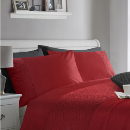 Velosso Single Red Quilted Geo Duvet Set - Wilko - thumbnail 3