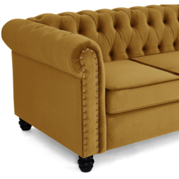 Home Detail Chesterfield 3 Seater Studded Gold Velvet Sofa - Wilko - thumbnail 7