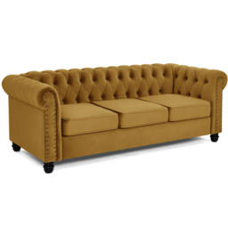 Home Detail Chesterfield 3 Seater Studded Gold Velvet Sofa - Wilko - thumbnail 3