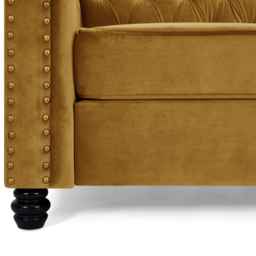 Home Detail Chesterfield 3 Seater Studded Gold Velvet Sofa - Wilko - thumbnail 6