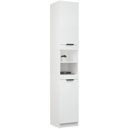 vidaXL 2 Door 2 Shelf White Wooden Bathroom Cabinet - Size: 188.5 x 32 x 34cm - Wilko - thumbnail 4