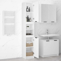 vidaXL 2 Door 2 Shelf White Wooden Bathroom Cabinet - Size: 188.5 x 32 x 34cm - Wilko