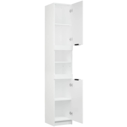 vidaXL 2 Door 2 Shelf White Wooden Bathroom Cabinet - Size: 188.5 x 32 x 34cm - Wilko - thumbnail 5