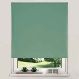 New EdgeBlinds Thermal Blackout Roller Blinds Basil 75cm - Size: W 75cm x D 165cm - Green - New Edge Blinds - Wilko