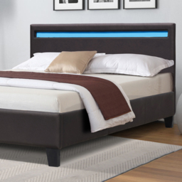 Comfy Living Double Brown Faux Leather Bed Frame with LED Strip - Wilko - thumbnail 3