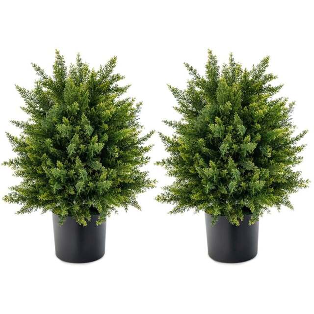 Costway Cedar Topiary Ball Artificial Plant In Pot 2ft 2 Pack - Size: 53 x 40 x 27cm - Multi - Wilko - image 1