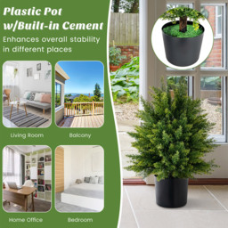 Costway Cedar Topiary Ball Artificial Plant In Pot 2ft 2 Pack - Size: 53 x 40 x 27cm - Multi - Wilko - thumbnail 6
