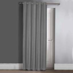 Velosso Waffle Silver Blackout Door Curtains 214 x 117cm - Size: W 117 x D 213cm - Grey - Wilko