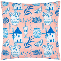 furn. Aegina Peach Printed Polyester Filled Outdoor Cushion 45 x 45cm - Orange - Wilko