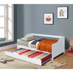 Comfy Living Single White Wooden Bed with Trundle - Wilko - thumbnail 4