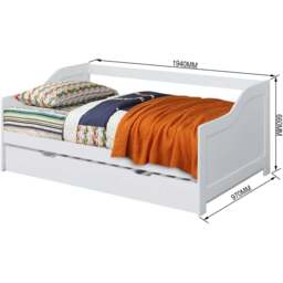 Comfy Living Single White Wooden Bed with Trundle - Wilko - thumbnail 6