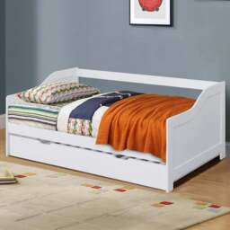 Comfy Living Single White Wooden Bed with Trundle - Wilko