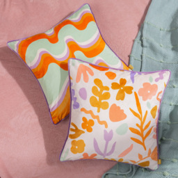 furn. Amelie Doodles Floral Velvet Cushion - Size: 43 x 43cm - Multi - Wilko - thumbnail 6