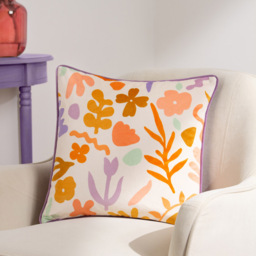 furn. Amelie Doodles Floral Velvet Cushion - Size: 43 x 43cm - Multi - Wilko - thumbnail 3