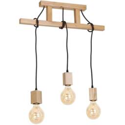 Milagro Jack Wooden 3 Pendant Lamp 230V - Size: 7 x 60 x 120cm - Wilko - thumbnail 1