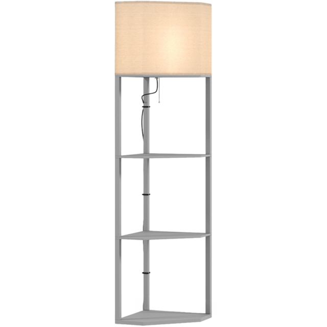 Portland 3 Shelf Grey Corner Floor Lamp - Size: 159 x 37 x 50cm - Wilko - image 1