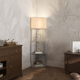 Portland 3 Shelf Grey Corner Floor Lamp - Size: 159 x 37 x 50cm - Wilko - thumbnail 3