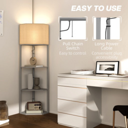 Portland 3 Shelf Grey Corner Floor Lamp - Size: 159 x 37 x 50cm - Wilko - thumbnail 7