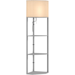 Portland 3 Shelf Grey Corner Floor Lamp - Size: 159 x 37 x 50cm - Wilko