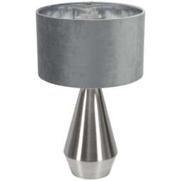 ValueLight Jax Grey Velvet Chrome Inner Shade Chrome Dimmable LED Touch Table Lamp - Size: 41 x 25 x 25cm - Silver - ValueLights - Wilko