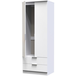 Crowndale Plymouth 2 Door 2 Drawer White Tall Wardrobe Ready Assembled - Size: 2 Door, 2 Drawer - Wilko - thumbnail 6