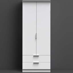 Crowndale Plymouth 2 Door 2 Drawer White Tall Wardrobe Ready Assembled - Size: 2 Door, 2 Drawer - Wilko - thumbnail 1