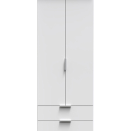 Crowndale Plymouth 2 Door 2 Drawer White Tall Wardrobe Ready Assembled - Size: 2 Door, 2 Drawer - Wilko - thumbnail 4