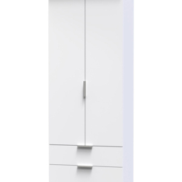 Crowndale Plymouth 2 Door 2 Drawer White Tall Wardrobe Ready Assembled - Size: 2 Door, 2 Drawer - Wilko - thumbnail 3