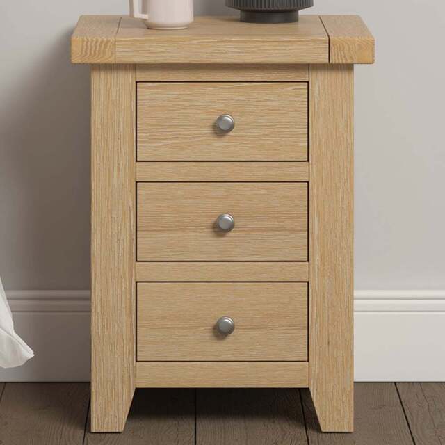 Seconique Windsor 3 Drawer Natural Oak Bedside Table - Wilko - image 1