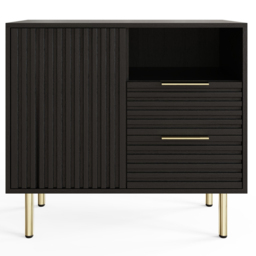 GFW Nervata Single Door 2 Drawer Single Shelf Black and Gold Ribbed Compact Sideboard - Size: 72 x 78 x 39cm - Wilko - thumbnail 5