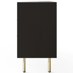 GFW Nervata Single Door 2 Drawer Single Shelf Black and Gold Ribbed Compact Sideboard - Size: 72 x 78 x 39cm - Wilko - thumbnail 4
