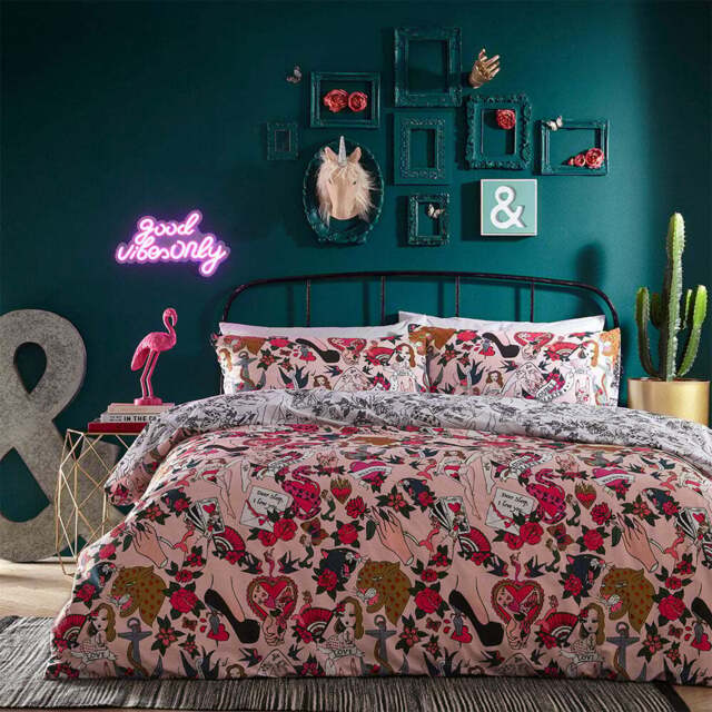 furn. Inked King Size Blush Duvet Set - Pink - Wilko - image 1