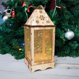 St Helens Rustic Wooden Christmas Lantern with Perspex Panel - Size: 270 x 110 x 110cm - Brown - Wilko - thumbnail 7