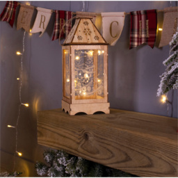 St Helens Rustic Wooden Christmas Lantern with Perspex Panel - Size: 270 x 110 x 110cm - Brown - Wilko - thumbnail 4