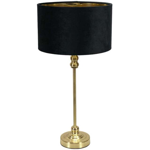 ValueLights Maggie Gold Candlestick LED Table Lamp with Black and Gold Velvet Lamp Shade - Size: 50 x 25 x 25cm - Wilko - image 1