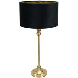 ValueLights Maggie Gold Candlestick LED Table Lamp with Black and Gold Velvet Lamp Shade - Size: 50 x 25 x 25cm - Wilko