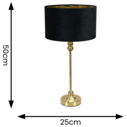 ValueLights Maggie Gold Candlestick LED Table Lamp with Black and Gold Velvet Lamp Shade - Size: 50 x 25 x 25cm - Wilko - thumbnail 5