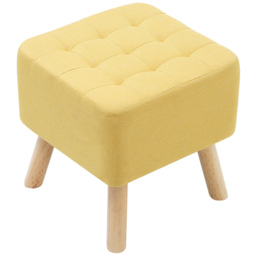 Living and Home Yellow Linen Wooden Footstool - Wilko - thumbnail 3