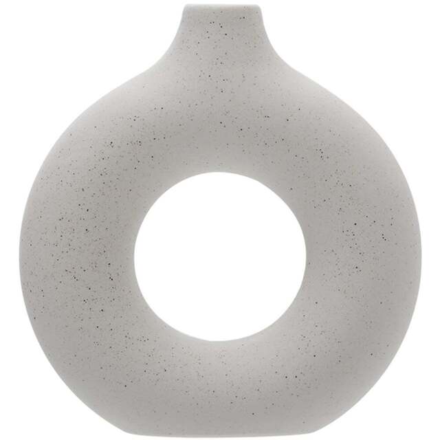 Living and Home White Nordic Style Ceramic Round Vase - Size: 14 x 13 x 2cm - Wilko - image 1