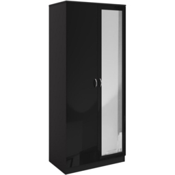 FWStyle Chilton 2 Door Black Gloss Mirrored Wardrobe - Wilko - thumbnail 3