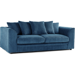 Luxor 5 Seater Marine Blue Jumbo Cord Scatter Back Sofa Set - Wilko - thumbnail 4