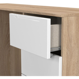 Crowndale Milan 6 Drawer White Gloss and Bardolino Oak Kneehole Desk Ready Assembled - Size: 80 x 125 x 39cm - White Gloss & Bardolino Oak - Wilko - thumbnail 6