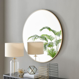 Furniturebox Emma Round Gold Frame Wall Mirror 100cm - Size: 100 x 100cm - Wilko - thumbnail 3