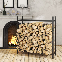 Living and Home Black Metal Powder Coated Firewood Rack Garden Log Holder - Size: 123 x 122 x 36cm - Wilko - thumbnail 3