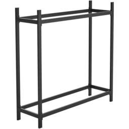 Living and Home Black Metal Powder Coated Firewood Rack Garden Log Holder - Size: 123 x 122 x 36cm - Wilko