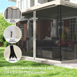 Outsunny 3 x 3m Mesh Mosquito Netting Screen Wall - Cream - Wilko - thumbnail 5