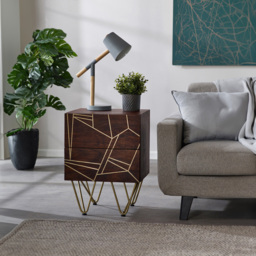 Brooklyn Ozella 2 Drawer Dark Gold Side Table - Brown - Wilko - thumbnail 6