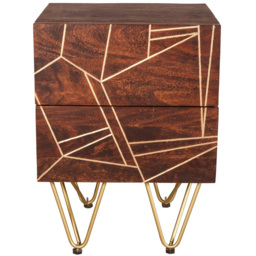 Brooklyn Ozella 2 Drawer Dark Gold Side Table - Brown - Wilko - thumbnail 4