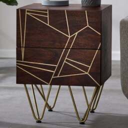 Brooklyn Ozella 2 Drawer Dark Gold Side Table - Brown - Wilko - thumbnail 1