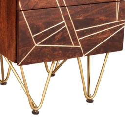 Brooklyn Ozella 2 Drawer Dark Gold Side Table - Brown - Wilko - thumbnail 5